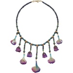 Dannyra Колие с естествени рози и венчелистчета от карамфил, перли и кристали Swarovski Rhapsody In Purple Dannyra Jewels