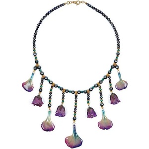 Dannyra Колие с естествени рози и венчелистчета от карамфил, перли и кристали Swarovski Rhapsody In Purple Dannyra Jewels