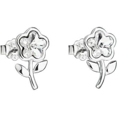Pavona Stříbrné náušnice pecka s krystaly Swarovski bílá kytička 31256.1