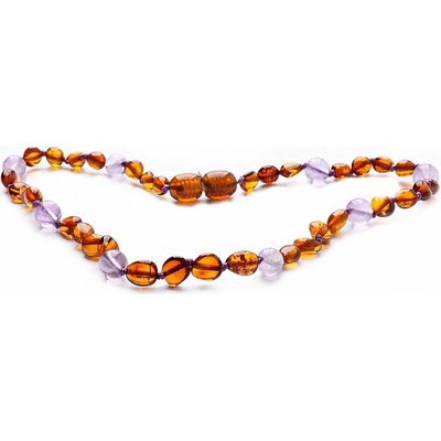 Nefertitis Jantarové korálky barvy koňaku s ametystem pro děti NF10670 – Hledejceny.cz