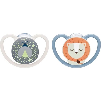 Nuk Силиконови залъгалки NUK Perfect Match - Air Night, 6-18 м, 2 броя, лъв (10176346)