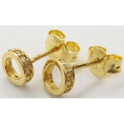 Klenoty Budín Dámské zlaté peckové náušnice se zirkony na puzetkuJMG0114WGE00