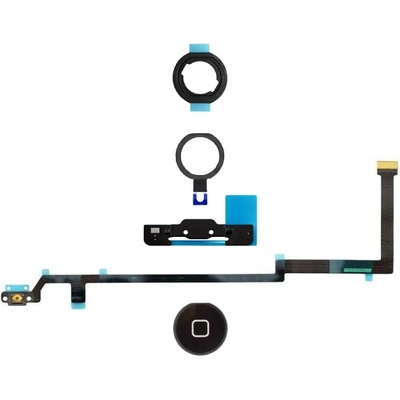 Apple iPad Air - Tlačidlo Domov + Flex Kábel + Držiak + Plastový Krúžok + Tesnenie (Black), Black