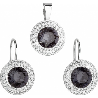 Pavona Sada šperků s krystaly Swarovski náušnice a přívěsek černé kulaté 39107.3