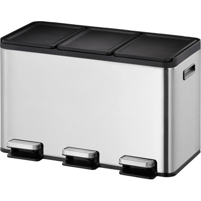 EKO-Europe Кош за разделно събиране на отпадъци EKO ESSENTIAL с 3 педала (3 х 10 л) - хром мат (EKO 822930 - Matt s/s)
