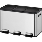 EKO-Europe Кош за разделно събиране на отпадъци EKO ESSENTIAL с 3 педала (3 х 10 л) - хром мат (EKO 822930 - Matt s/s)