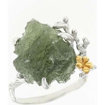 My Moldavite Stříbrný prsten s přírodním vltavínem 11439