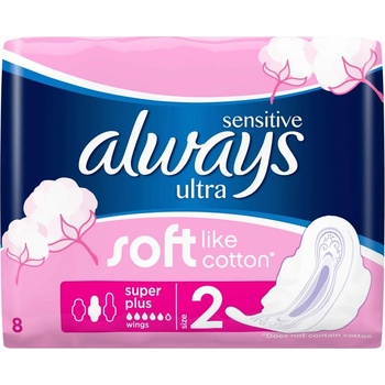 Always Ultra Sensitive Long hygienické vložky s krídelkami 8 ks