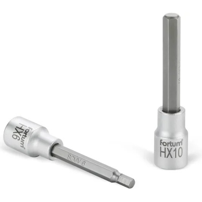 Fortum накрайник, имбус, 1/2", дълъг, 61CrV5/S2, матов хром; 8mm (HX8), 100mm FORTUM