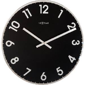 NeXtime Стенен часовник Reflect черен (8190ZW)