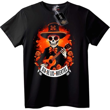 NOONEBRAND Тениска Ден на мъртвите Skull китара - 2XL, Black