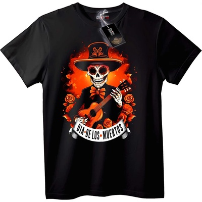 NOONEBRAND Тениска Ден на мъртвите Skull китара - 2XL, Black