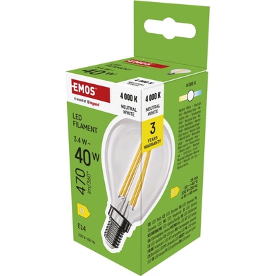 Emos LED FLM MINI GL 3,4W40W 470lm E14 NW