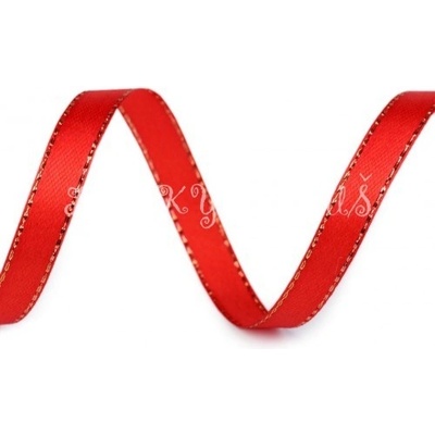 Stuha červená zlatý lem