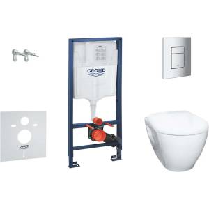 GROHE Solido - Комплект за монтаж пред стена, тоалетна Serel и седалка със система „softclose, бутон Skate Cosmopolitan, хром 38528SET-KH (38528SET-KH)