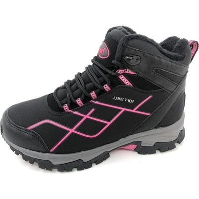 Alpinex Obutex dětské zimní softshellové boty černé/růžové