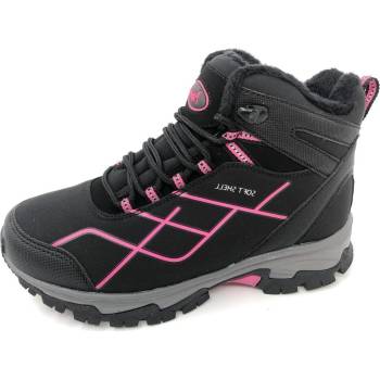 Alpinex Obutex dětské zimní softshellové boty černé/růžové