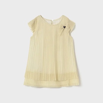 Mayoral Рокля тюл плисирана в цвят шампанско за мини момиче Майорал