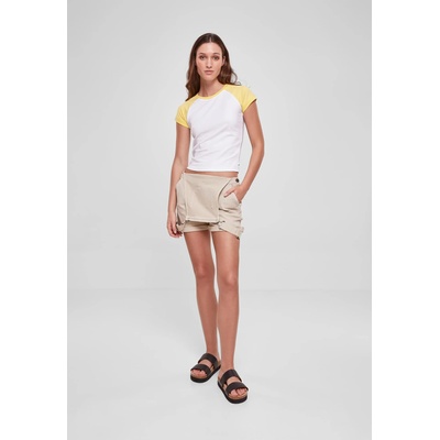 Urban Classics Дамска тениска в цвят екрю с цветни ръкави Urban Classics white/vintagesunUB-TB5075-04414 - Екрю, размер 3XL