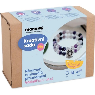 Manumi Kreativní sada na výrobu náramku z minerálů se znamením zvěrokruhu Vodnář