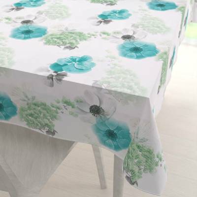 Biante Teflonový ubrus TF-044 Tyrkysové růže na bílém 120x180 cm