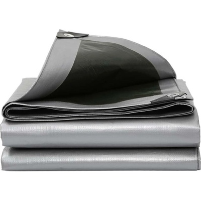 ShopJK krycí plachta STŘÍBRNO ČERNÁ 4 x 8 M 260 g/m²