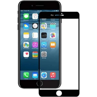 Eiger 3D Glass Case Friendly Curved Tempered Glass - калено стъклено защитно покритие с извити ръбове за целия дисплея на iPhone 7, iPhone 8, iPhone SE (2020) (черен-прозрачен)