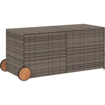 Градинска кутия за съхранение с колела сива 283 л полиратан