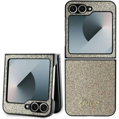 GUESS Гръб Guess PC/TPU Glitter Flakes Metal Logo Case за Samsung Galaxy Z Flip 6 - Златист (3666339322694)