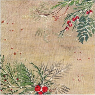 Santex Ubrousky papírové s větvičkami Cesmína 33 x 33 cm 10 ks