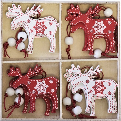 DECOLED Dřevěný sob 5x6 cm červený a bílý 12ks bal. – Zboží Dáma