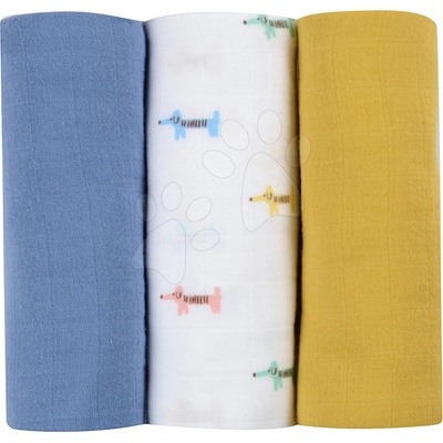Textilní z bavlněného mušelínu Cotton Muslin Cloths Beaba Teckel sada3 ks