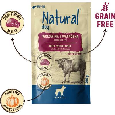 Natural hovädzie mäso s pečeňou a pridanou tekvicou 500 g