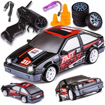 HB Toys Dálkově ovládaný vůz černý drift s osvětlením 1:24