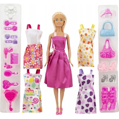 Teddies modelka nekloubová plast 30 cm s oblečením s doplňky 32x33x6cm