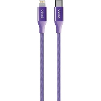 Ttec Кабел ttec - AlumiCable, USB-C/Lightning, 1.5 m, лилав (8694470827704)