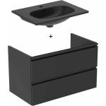 Ideal Standard Комплект стенен шкаф и мивка Ideal Standard Tesi, матово черен 80 см (T0051ZT+T3509V3)