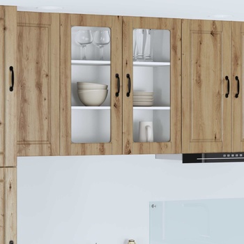 vidaXL Стенен стъклен шкаф PORTO Дъб 80 x 31 x 80 см Инженерно дърво (885424)