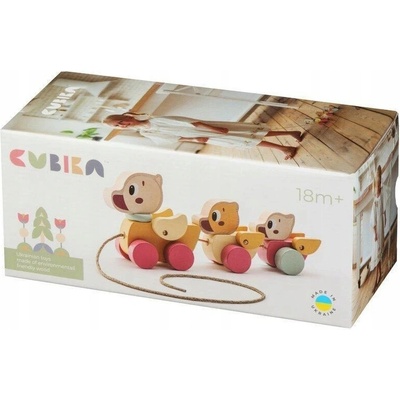 Cubika Drevená hračka na ťahanie Kačička Pastelová 15979