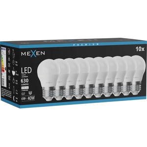 Mexen Nova 10x LED крушка E27, G45, 6W, неутрална - 4000K, 630 lm - L101-E27-0640-01x10 (L101-E27-0640-01x10)