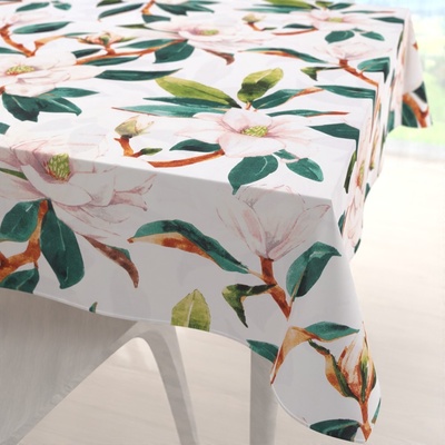 Biante bavlna čtvercový ubrus Sandra SA-293 Magnolie se zelenými listy na bílém 150x150cm