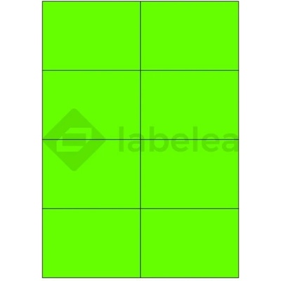 Labelea Samolepiace etikety 105x74 mm signálne farebné papierové, na hárku A4, pre laserovú tlač, Farba etikiet Signálna zelená, Počet hárkov v balení 100 EPY105074SG008S