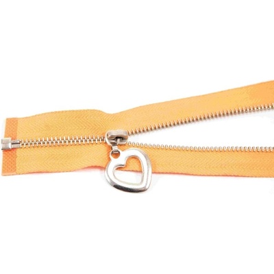 Deliteľný kovový strieborný zips č.3 viac farieb - dĺžka (30 - 85 cm) 60 cm oranžová
