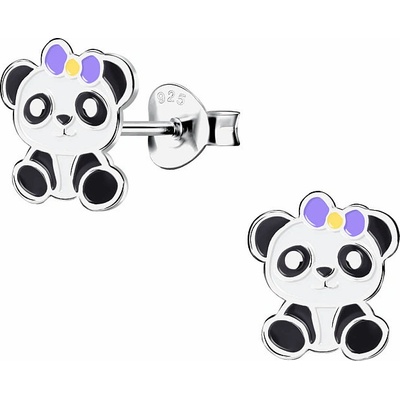 Nefertitis stříbrné náušnice Medvídek Panda NF51889 8 x 9 mm 0,62 g