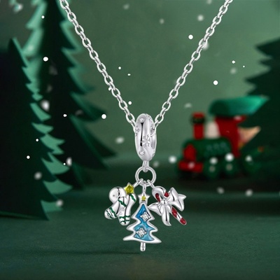 Grace Silver Jewellery Stříbrný vánoční náhrdelník NH-SCC2914/128 Stříbrná