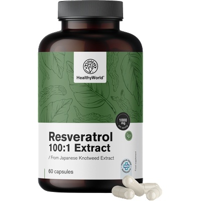 HealthyWorld Resveratrol 1000 mg - 100: 1 Extract - 60 капсули