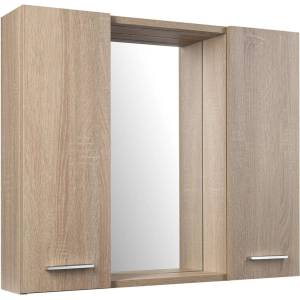 SAPHO Zoja - Огледален шкаф с осветление, 70x60x14 см, 2 врати, платинен дъб LED 45029S (45029S)