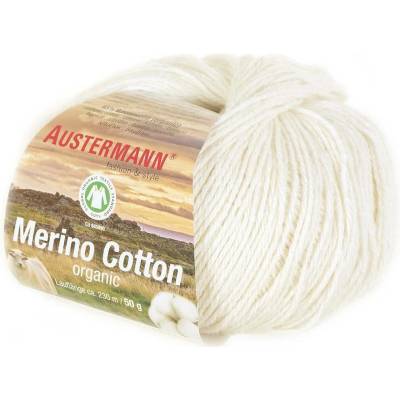 Austermann MERINO COTTON - 55% vlna merino, 45% bavlna - Ručně pletací příze Barva: 01 NATUR