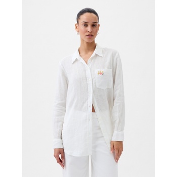 GAP Ленена риза с лого GAP GAP | Byal | ЖЕНИ | XXS