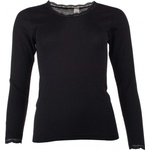 Engel Дамско копринено термобельо Engel Women's Shirt L/S with Lace Merino base layer - Black - размер 42/44 (EU) (114-0990-0113)